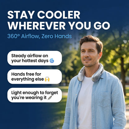 CoolFlow™ Neck Fan | 360° Hands-Free Cooling Comfort