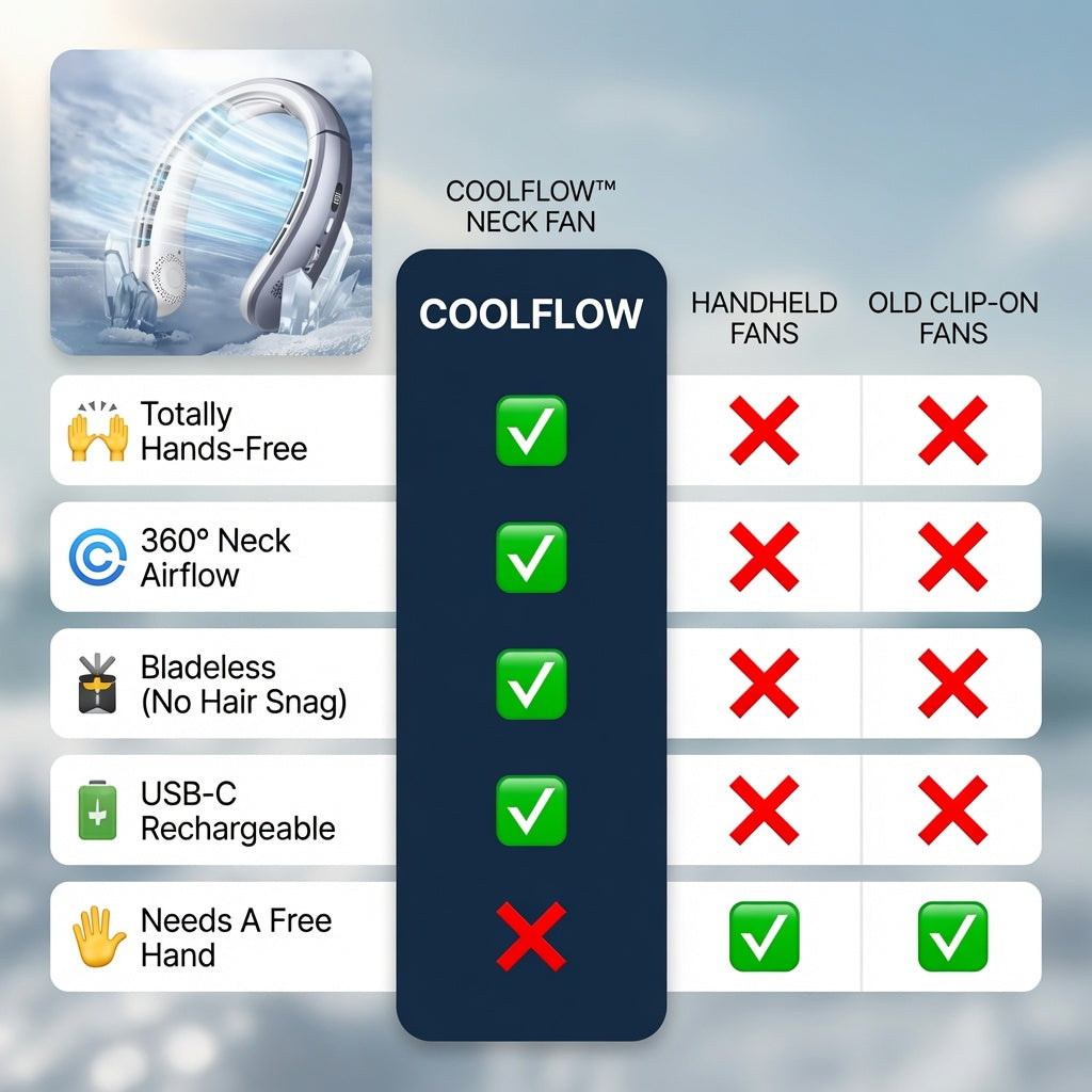 CoolFlow™ Neck Fan | 360° Hands-Free Cooling Comfort