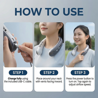 CoolFlow™ Neck Fan | 360° Hands-Free Cooling Comfort