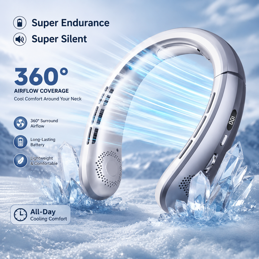 CoolFlow™ Neck Fan | 360° Hands-Free Cooling Comfort